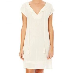 Star Mela Embroidered Organic Cotton Linen Style Dress NWT
